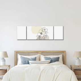 Obraz - Beżowe kwiaty z motylem N⁰3 (170x50 cm)