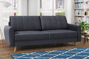 Kanapa tapicerowana NELA 226x95 cm szara z funkcją spania z pojemnikiem nowoczesna skandynawska