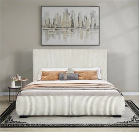 Luksusowe Podwójne Łóżko Sztruksowe "Montana" - 180 x 200 cm - Beżowy Welwet Elegancja i Komfort