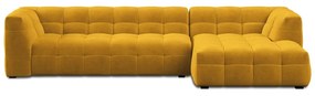 Żółty aksamitny narożnik Windsor &amp; Co Sofas Vesta, prawostronny