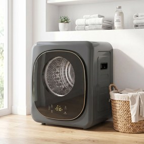 HOMCOM Suszarka do ubrań 4 kg, kompaktowy design, 5 trybów, timer, Szary+Czarny | Aosom PL