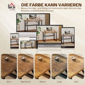 HOMCOM Biurko komputerowe z ramą stalową, biurko biurowe, stół PC 120x60x76cm Rustykalny-Brąz+Czarny | Aosom PL