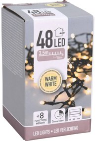 Łańcuch świąteczny LED biała ciepła, 48x LED, 3,5 m, 3x bateria AA, wyłącznik czasowy
