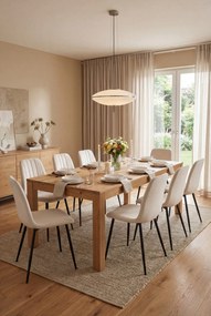 Zestaw 4 pikowanych kremowych krzeseł welurowych B2-L09