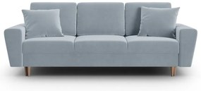 Jasnoniebieska aksamitna rozkładana/ze schowkiem sofa 235 cm Kyoto – Cosmopolitan Design