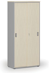 Szafa z drzwiami przesuwnymi PRIMO GRAY, 800 x 420 x 1781 mm, szary/brzoza