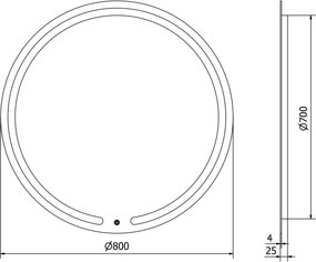 Mexen Rose lustro łazienkowe podświetlane, okrągłe 80 cm, LED 6000K, antypara - 9810-080-080-611-00