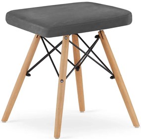 Szary skandynawski taboret welurowy - Hiren 3X
