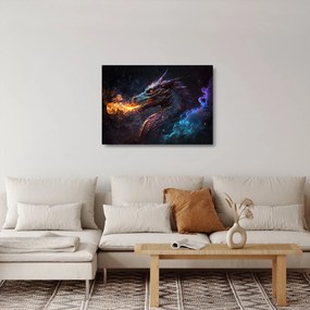 Obraz na szkle - Smok plujący płomieniami (70x50 cm)
