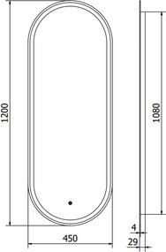 Mexen Bono lustro łazienkowe podświetlane 45 x 120 cm, LED 6000K, antypara - 9816-045-120-611-00