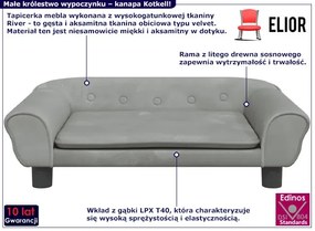 Szara minimalistyczna sofa dla dzieci - Kotkell