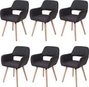 Krzesło do jadalni MCW-A50 II (zestaw 6 sztuk),  imitacja skóry, brązowe, jasne nogi