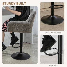 HOMCOM Hokery Barowe 2 w Zestawie w Stylu Retro Regulowane Flock Szary + Czarny