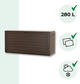 Prosperplast Pojemnik do przechowywania WOODEBOX, 280L, 120x46x57cm, ciemny brąz