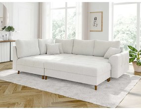 Biały podnóżek z materiału bouclé Ariella – Ropez