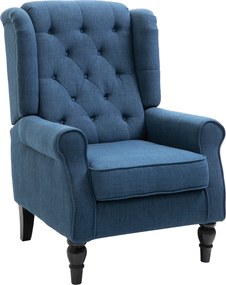 HOMCOM Fotel uszak elegancki niebieski solidne wypełnienie zdejmowana tapicerka 74x86x102 cm | Aosom PL