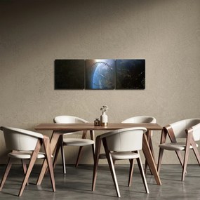 Obraz Ziemi z kosmosu (z zegarem) (90x30 cm)