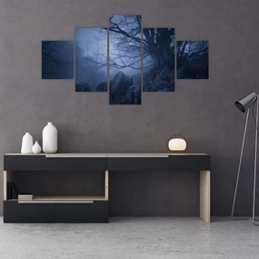 Obraz ciemnego lasu (125x70 cm)
