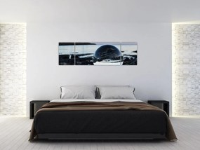 Obraz szklanej kuli na skale (170x50 cm)