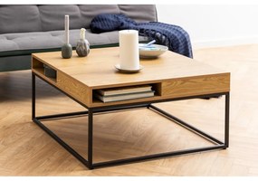 Stolik z blatem w dekorze dębu w ciemnym naturalnym kolorze 80x80 cm Willford – Actona