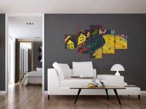 Obraz - Vasily Kandinsky, Houses at Murnau, reprodukcje (125x70 cm)
