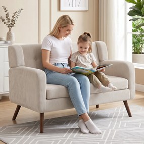 HOMCOM Sofa 2-osobowa 118 cm z wyglądem sztruksu, pikowanie z guzikami Wygodna nowoczesna sofa tapicerowana z drewnianymi nogami do małych pomieszczeń | Aosom PL