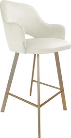 Hoker Milano krzesło barowe tkanina Welur podstawa metalowa : Kolor nogi - Złota profil, Kolor tkaniny - VELVET - MG50, Typ siedziska - Siedzisko stałe