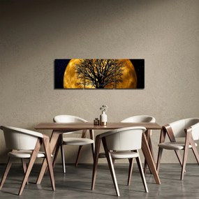 Obraz księżyca i sylwetki (z zegarem) (90x30 cm)