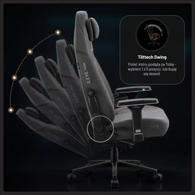 Fotel gamingowy materiałowy Diablo X-Eye Prime Normal Size, Stone Grey