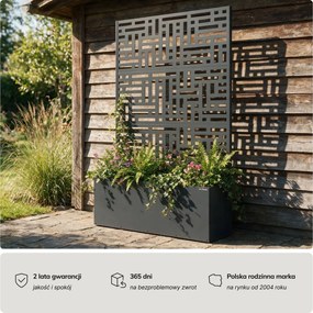 Pergola ogrodowa metalowa z donicą antracytowa 3in1, 1200x1800x300 mm: ROSE