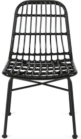 Krzesło Ogrodowe Rattanowe WALDI Czarne Boho