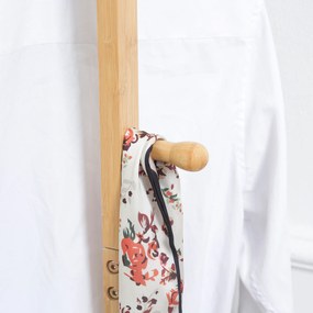 HOMCOM Nowoczesny stojak na ubrania, 2 haki &amp; 3 drążki, solidny bambus, 36x24x168 cm, naturalny