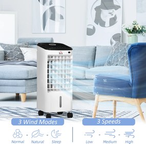 HOMCOM Min-Klimatyzator Klimatyzator Przenośny do pomieszczeń, 3 tryby, funkcja czasomierza, 24,5 cm x 27 cm x 60 cm, Kremowy + Czarny