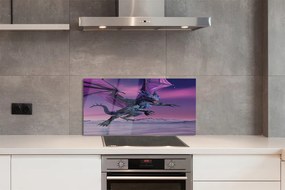 Szklany Panel Smok na tle Tęczowego Nieba