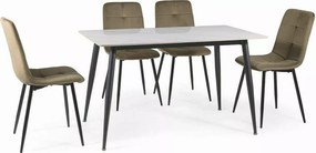 Stół jadalniany RION 130x70 cm z ceramicznym blatem, biały marmur