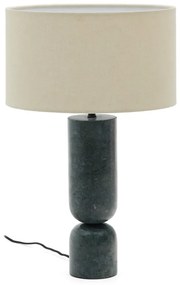 Ciemnozielona/beżowa marmurowa lampa stołowa z tekstylnym kloszem (wysokość 57 cm) Vex – Kave Home
