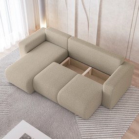 Masseno Narożnik RINOVA z funkcją spania i pojemnikiem na pościel Narozniki L, Rozkładana sofa - Beżowy, QUELLE 05