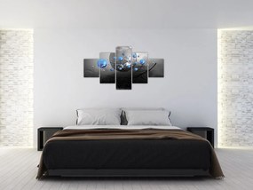 Obraz niebieskich abstrakcyjnych kul (125x70 cm)