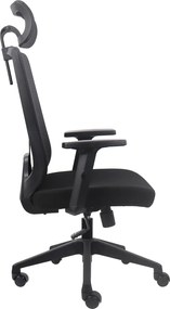 Krzesło biurowe Factor z zagłówkiem i regulacją lędźwi, zgodne z normą BHP