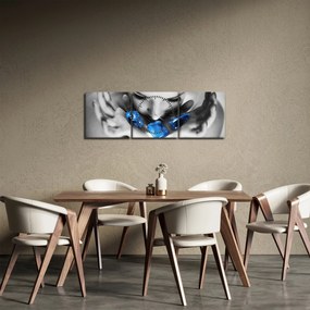 Obraz portretu kobiety z kamieniami (z zegarem) (90x30 cm)