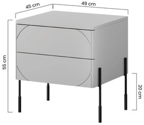 Szafka nocna z dwoma szufladami Sonatia na metalowych nogach 45 cm - oliwka