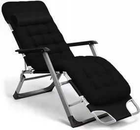 Leżak ogrodowy rozkładany Tossa DC01-GR-BK, poduszka czarna, stelaż szary