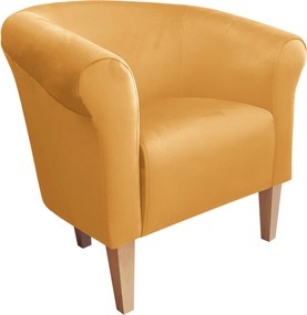 Fotel Milo tkanina Welur wygodny fotel tapicerowany do salonu i sypialni : Kolor nogi - Drewno, Kolor tkaniny - VELVET - MG15, Wysokość nogi - 20 cm