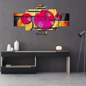 Abstrakcyjny obraz z historycznymi symbolami (125x70 cm)