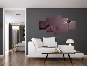 Obraz kwiatu z motylem (125x70 cm)
