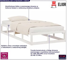 Białe pojedyncze drewniane łóżko 90x200 - Kaori 3X