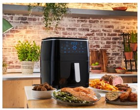 Czarna frytkownica beztłuszczowa EASY FRY&amp;GRILL STEAM+ FW201815 – Tefal
