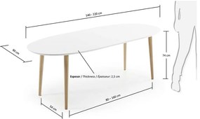 Biały rozkładany stół z białym blatem 90x140 cm Oqui – Kave Home