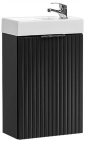 Szafka wisząca czarna ryflowane fronty z białą umywalką 40 x 22 cm ASTROS Black