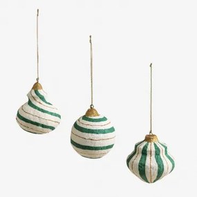 Zestaw 3 Ręcznie Robionych Ozdób Świątecznych Z Papier-mâché Mogens Jolly Green - Sklum
